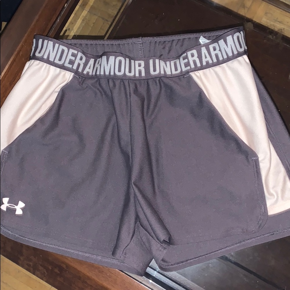 Under armour grey and light pink gym shorts